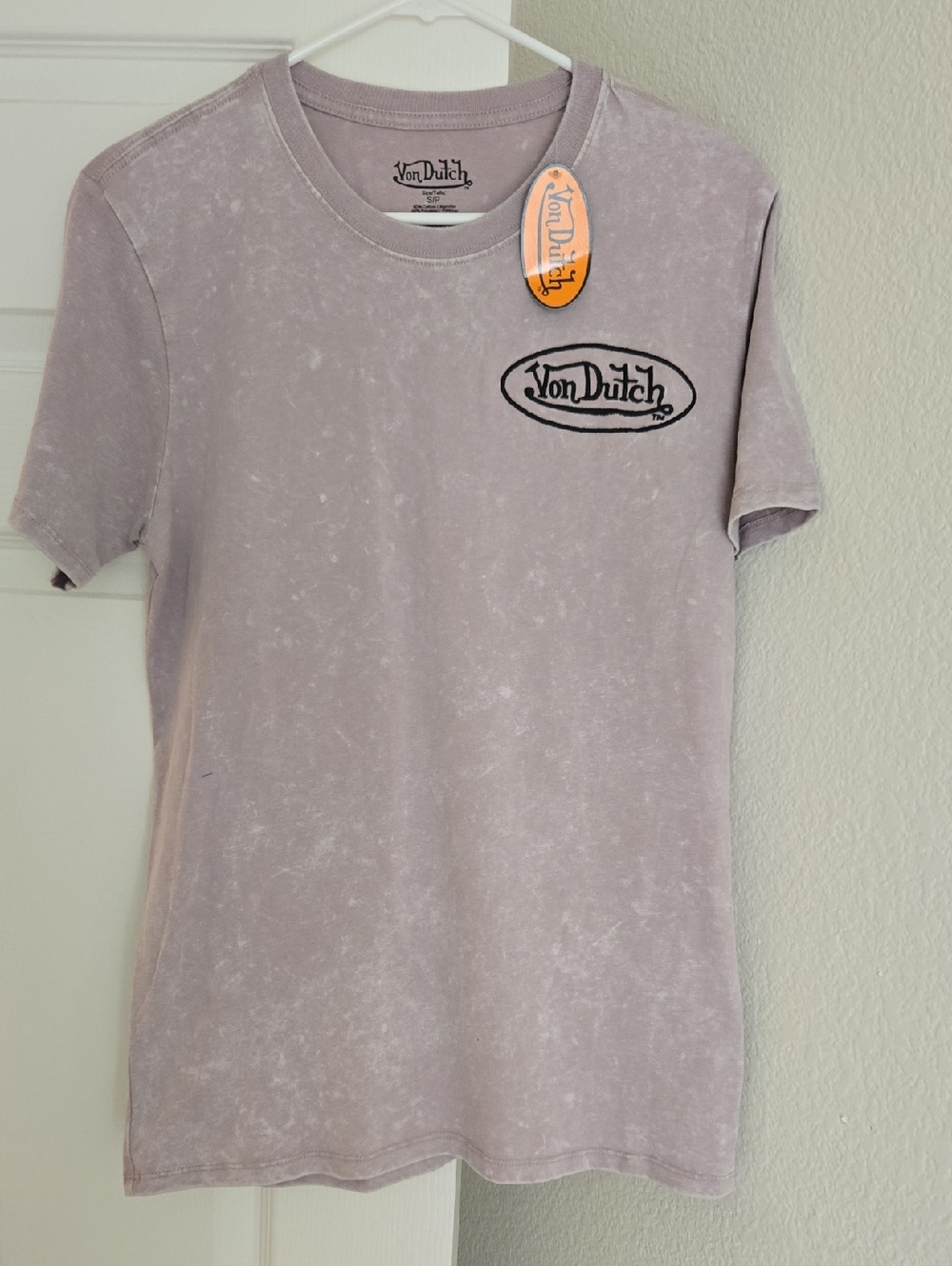 Von Dutch Lavender Mineral-Wash Logo Tee  Unisex Size S NWT